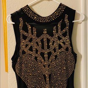 Black and Gold studded mini dress